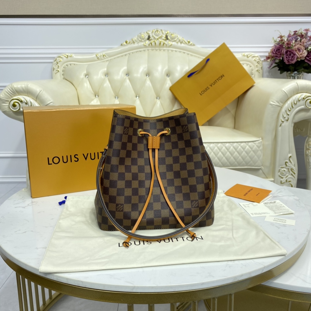 Louis Vuitton NEONOE MM Bucket Bag Damier Ebene N40213 Yellow